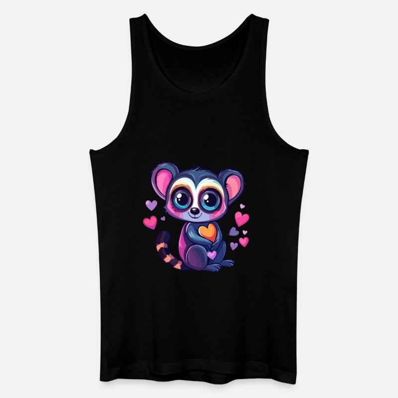 Lemur mit Herzen - Männer Bio Tank Top - Schwarz