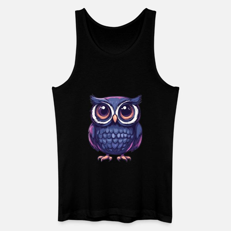 Niedliche Eule mit Kulleraugen - Männer Bio Tank Top - Schwarz