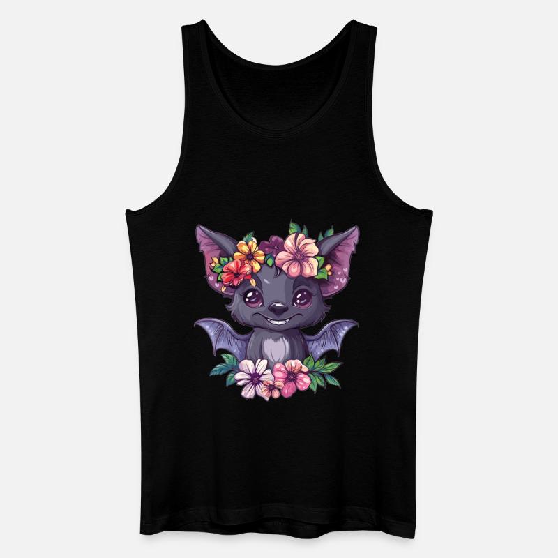 Blumenfledermaus mit Lächeln - Männer Bio Tank Top - Schwarz