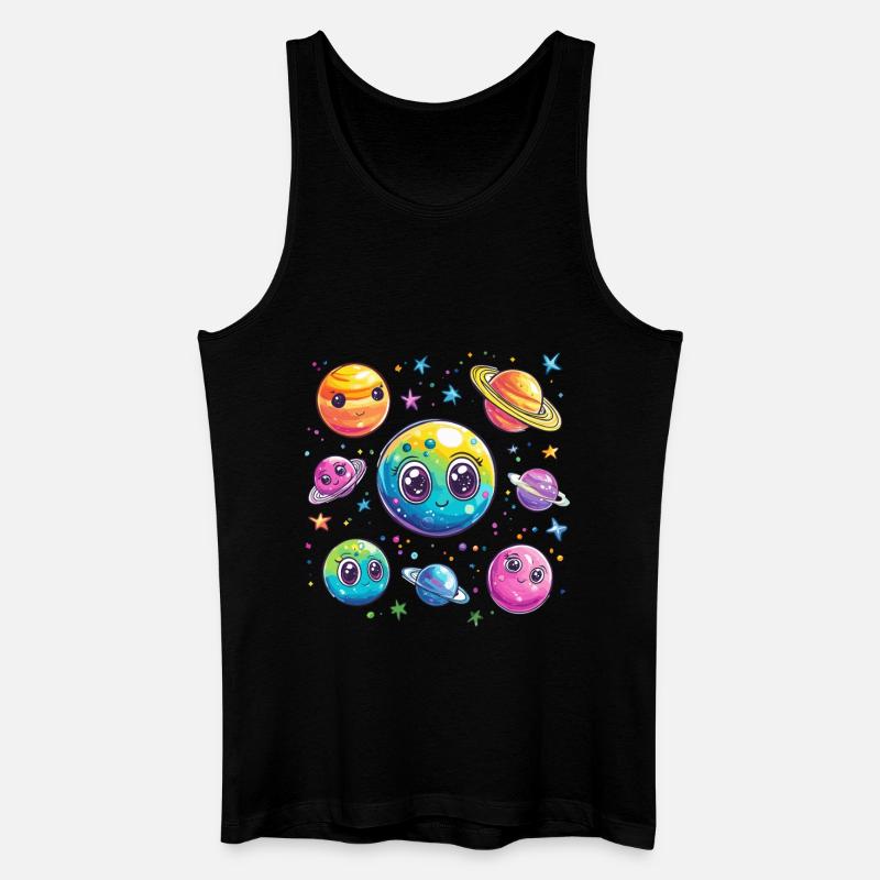 Bunte Planetenfreunde - Männer Bio Tank Top - Schwarz