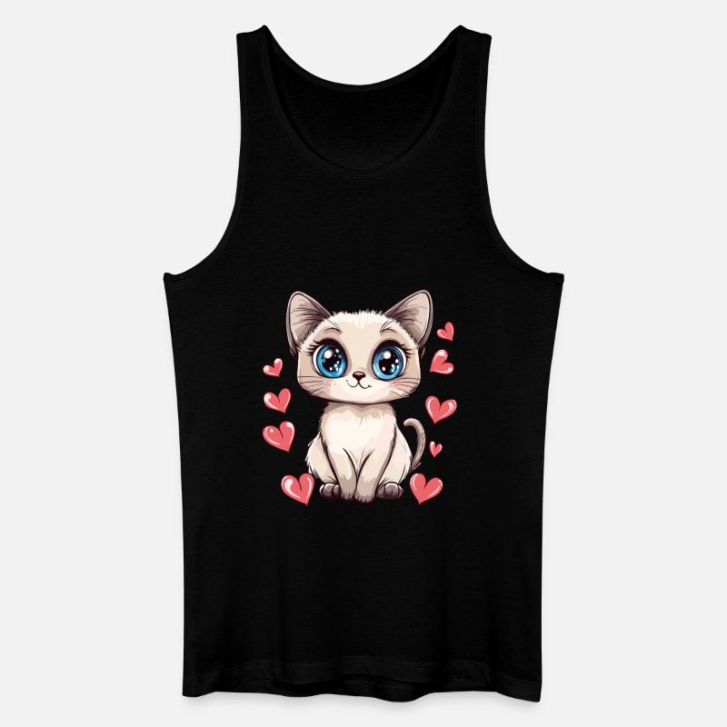 Katze mit Herzchenblick - Männer Bio Tank Top - Schwarz
