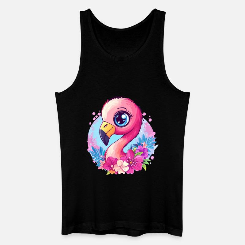 Flamingo mit Blütenzauber - Männer Bio Tank Top - Schwarz