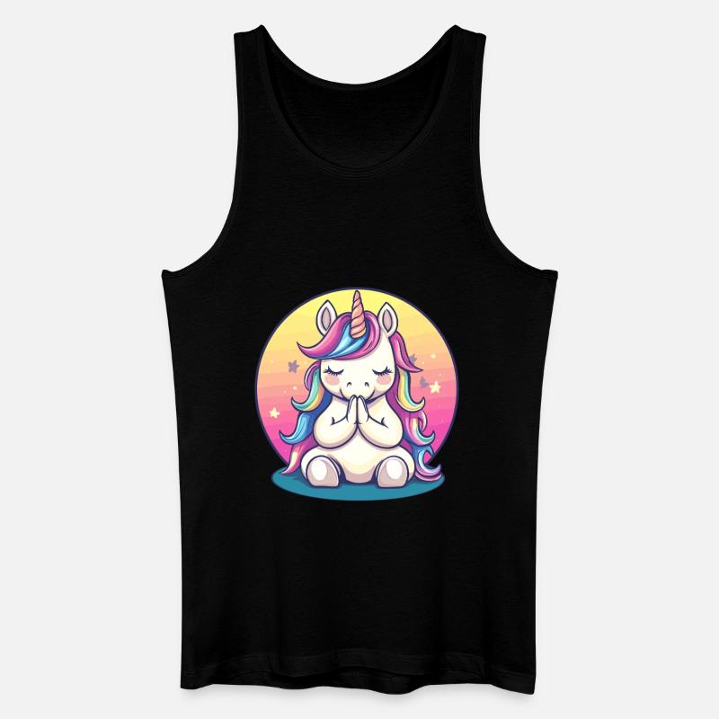 Meditierendes Einhorn - Männer Bio Tank Top - Schwarz