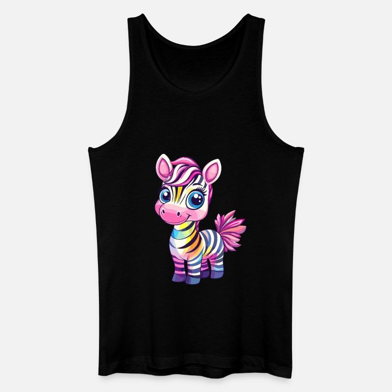 Regenbogen Zebra Kindermotiv - Männer Bio Tank Top - Schwarz