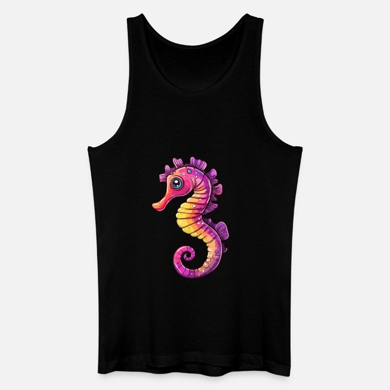 Buntes Seepferdchen Comic - Männer Bio Tank Top - Schwarz