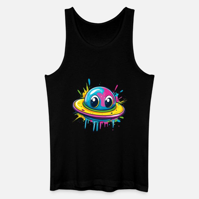 Buntes UFO mit Augen - Männer Bio Tank Top - Schwarz