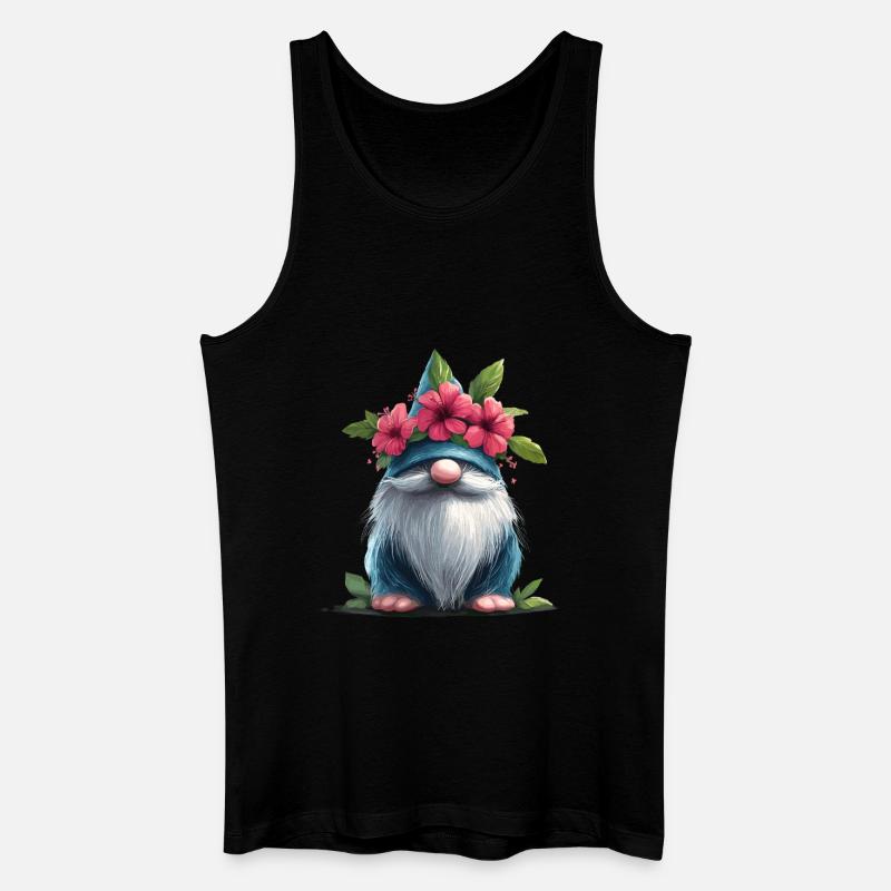 Wichtel mit Blumenhut - Männer Bio Tank Top - Schwarz
