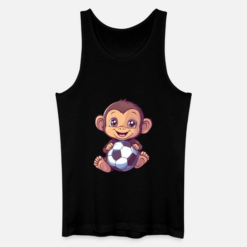 Affe mit Fußball - Männer Bio Tank Top - Schwarz