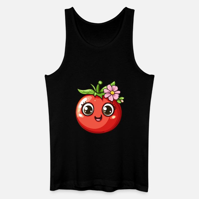 Tomate mit Blüte - Männer Bio Tank Top - Schwarz