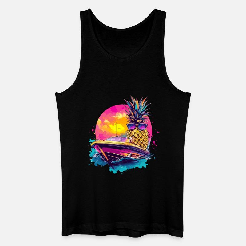 Coole Ananas im Boot - Männer Bio Tank Top - Schwarz