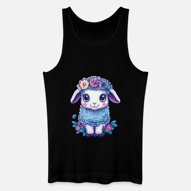 Schaf mit Blumen - Männer Bio Tank Top - Schwarz