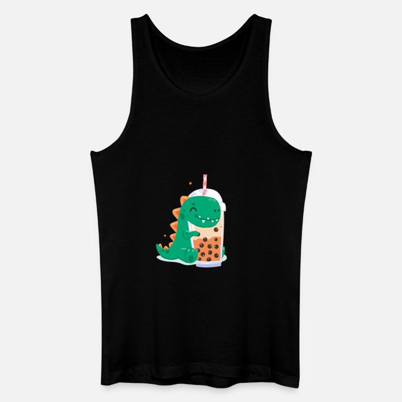 Bubble Tea Dino - Männer Bio Tank Top - Schwarz