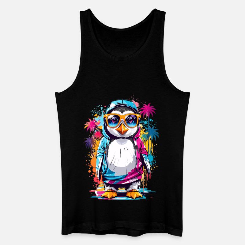 Coole Pinguin - Männer Bio Tank Top - Schwarz