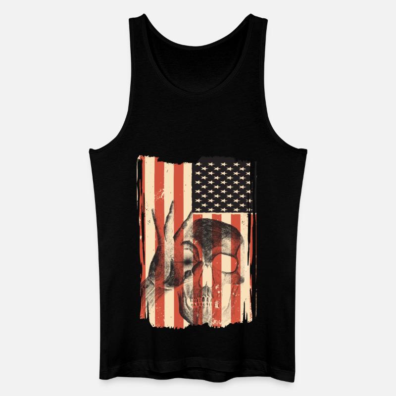 Drapeau des États-Unis avec crâne - Débardeur bio Homme - noir