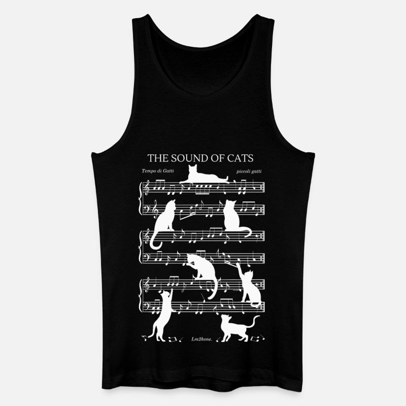 Chats musical notes - thème blanc - Débardeur bio Homme - noir