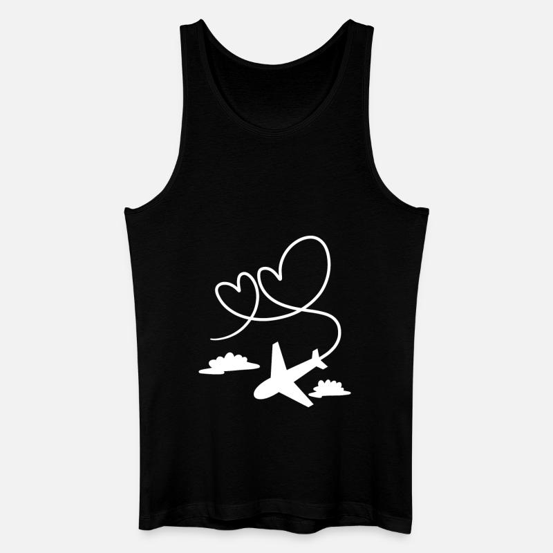 Flugzeug Flieger mit Herz - Männer Bio Tank Top - Schwarz