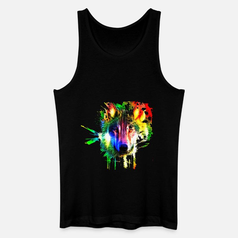 Wolf Splash Modern - Männer Bio Tank Top - Schwarz