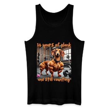 Dog Daschund Plank Gym Fitness Weiner - Men’s Organic Tank Top - black - Front