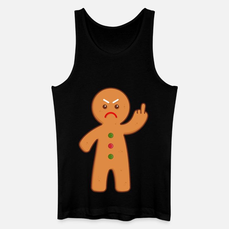 Lebkuchenmann Stinkefinger Mittelfinger - Männer Bio Tank Top - Schwarz