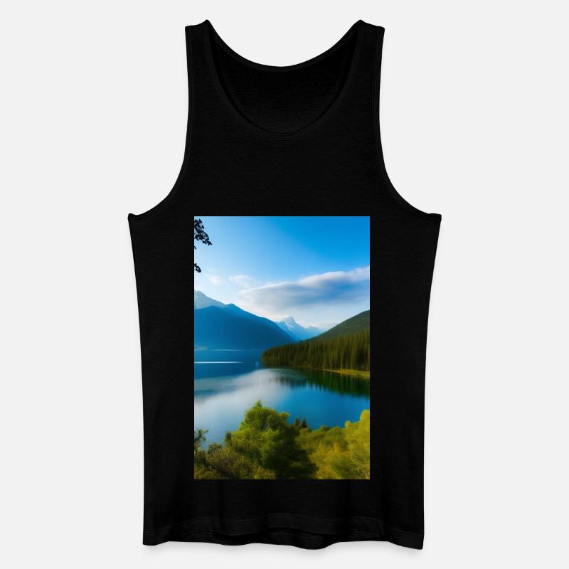 Landschaft mit See und Berge - Männer Bio Tank Top - Schwarz