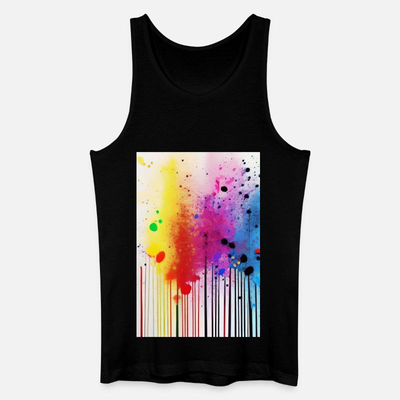 Farbspritzer und Linien - Männer Bio Tank Top - Schwarz