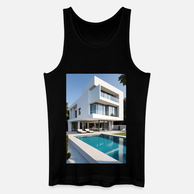 Weiße Villa mit Pool - Männer Bio Tank Top - Schwarz