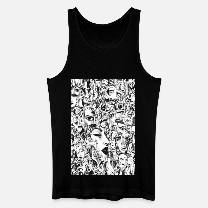 Masken-Mosaik: Gesichtskarussell - Männer Bio Tank Top - Schwarz