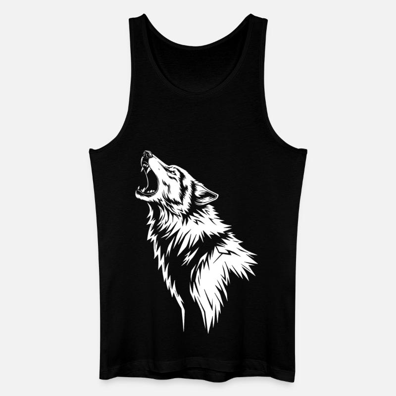 Heulender Wolf in Silhouette - Männer Bio Tank Top - Schwarz