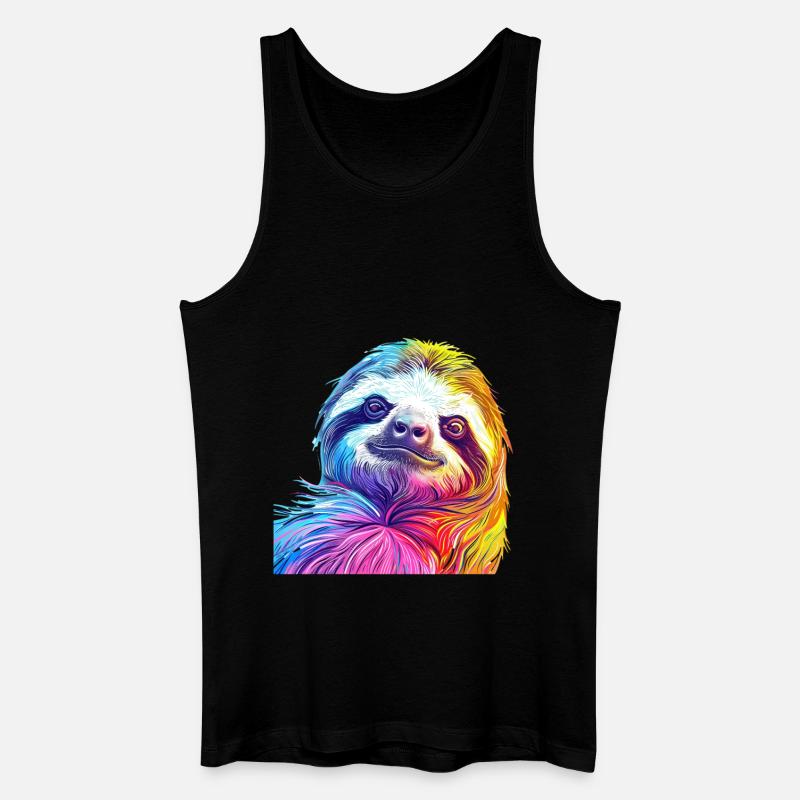 Bunter Faultierkopf im Regenbogenstil - Männer Bio Tank Top - Schwarz