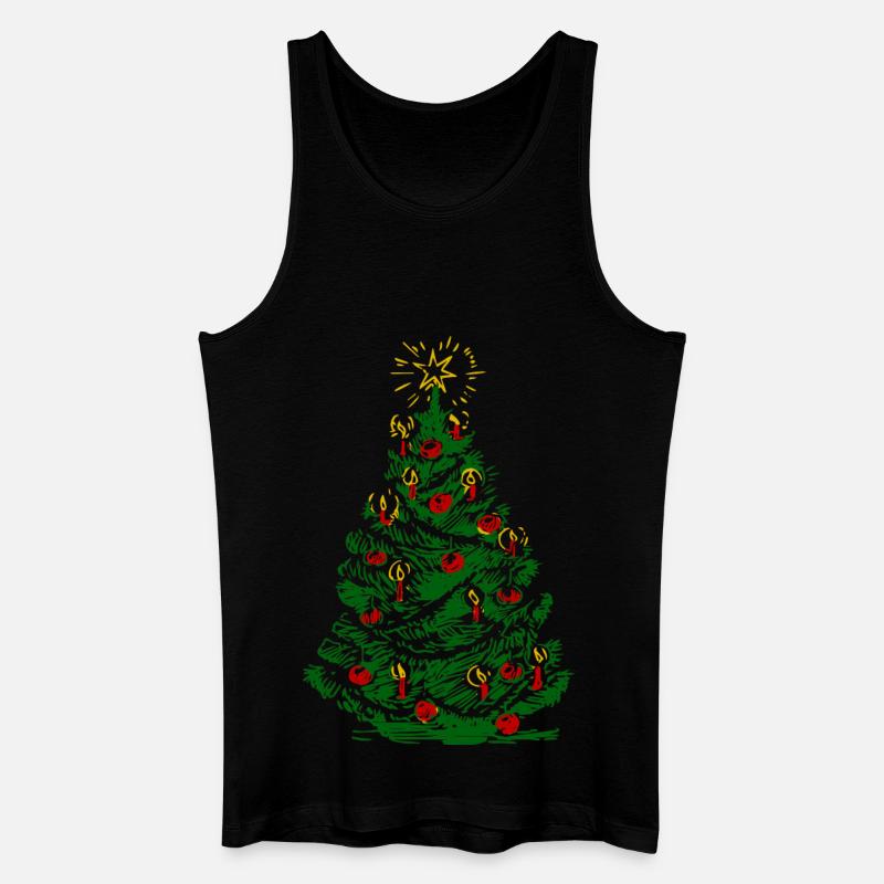 Weihnachtsbaum mit Kerzen und Stern - Männer Bio Tank Top - Schwarz
