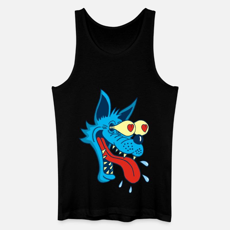 Blauer Wolf verliebt - Männer Bio Tank Top - Schwarz