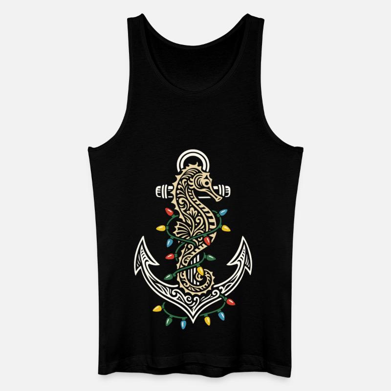 Maritime Weihnachten Anker Seepferdchen & Licht - Männer Bio Tank Top - Schwarz