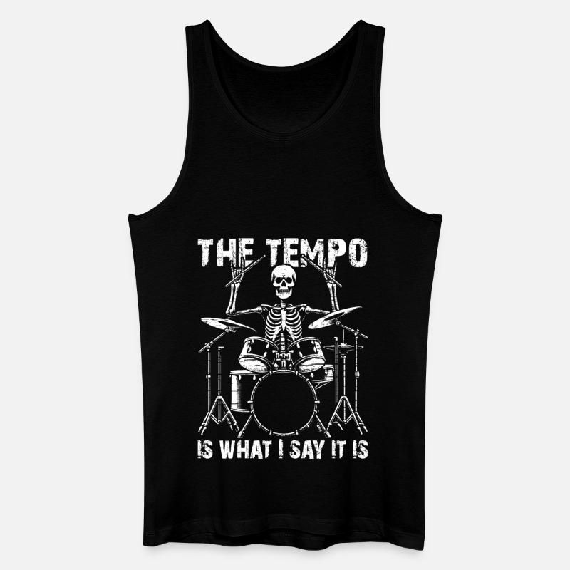 Drummer Skull Skelett am Drumset - Männer Bio Tank Top - Schwarz