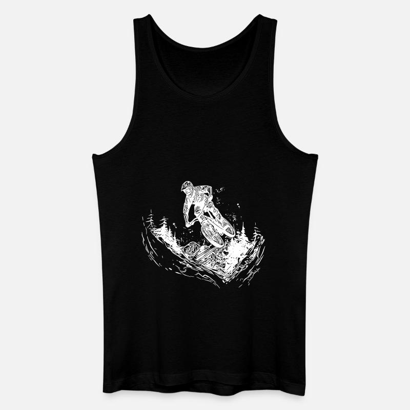 Springender Mountainbiker Fahrrad Wald Abfahrt - Männer Bio Tank Top - Schwarz