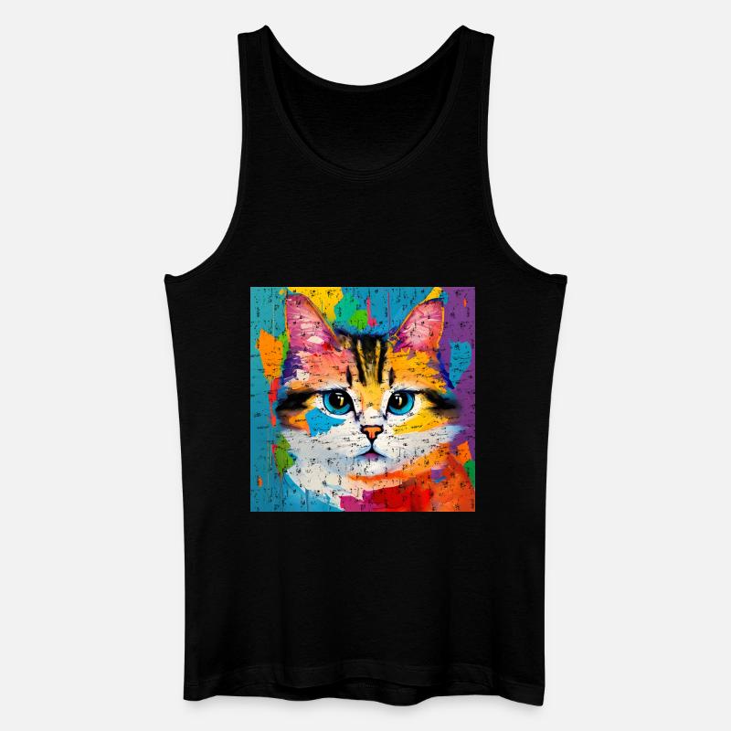 Katze Hauskatze Ölgemälde - Männer Bio Tank Top - Schwarz