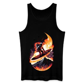 Surfender Astronaut - Männer Bio Tank Top - Schwarz - Vorne
