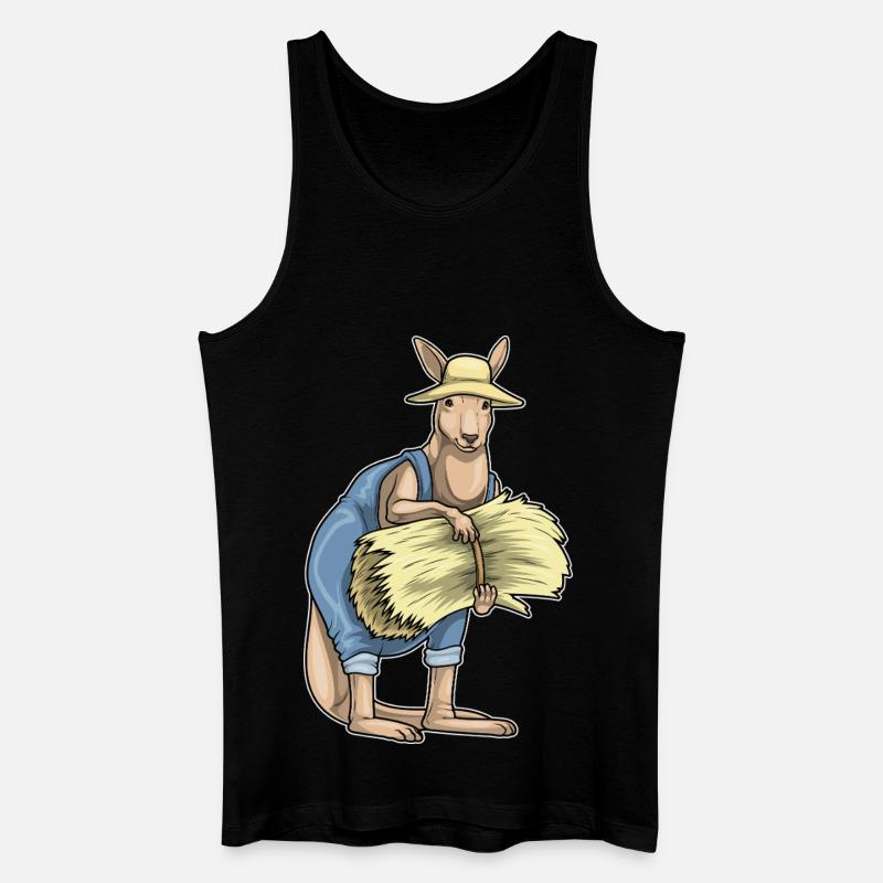 Kangaroo Farmer Straw - Men’s Organic Tank Top - black