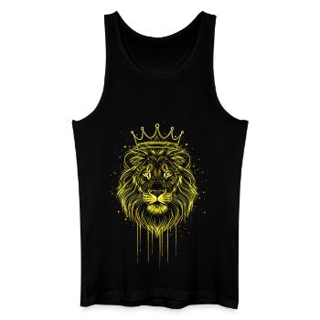 Löwe mit Krone Gold Optik – Edles Raubkatze - Männer Bio Tank Top - Schwarz - Vorne