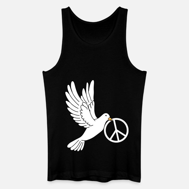 Friedenstaube mit Peacezeichen - Männer Bio Tank Top - Schwarz