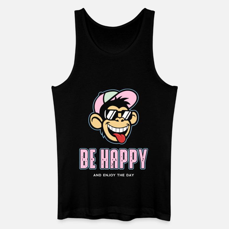Be Happy - Männer Bio Tank Top - Schwarz