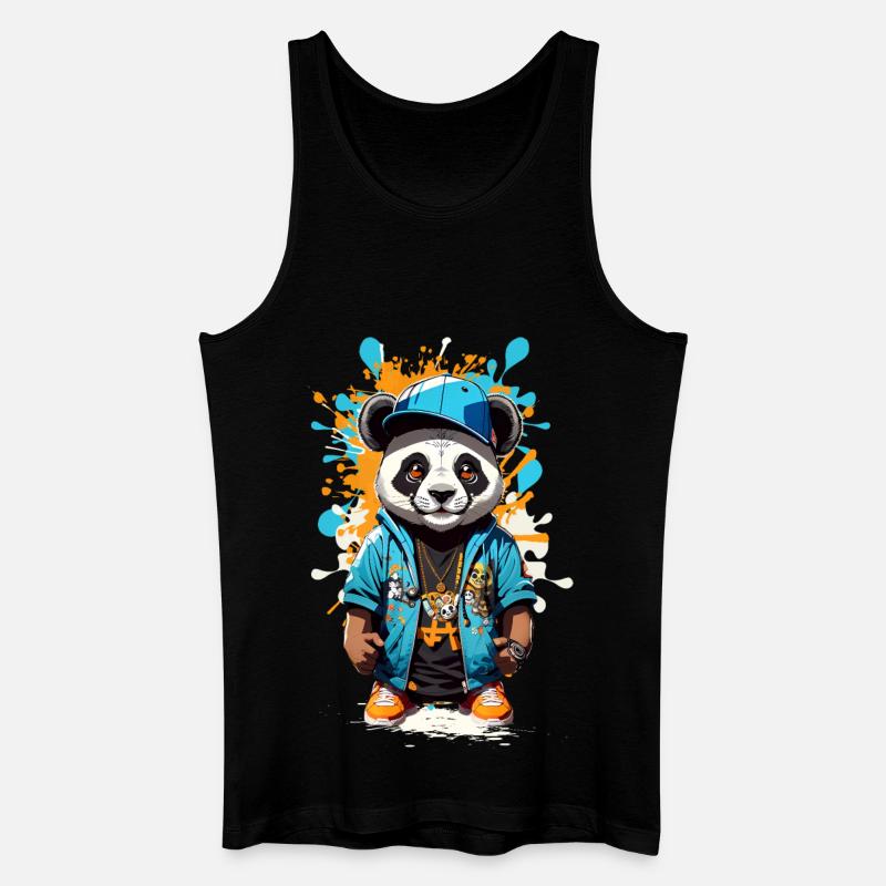 Panda Bär - Männer Bio Tank Top - Schwarz