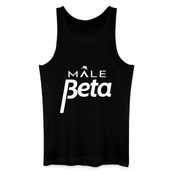 Mâle Bêta, chapeau Fedora, texte blanc - Débardeur bio Homme - noir - Devant