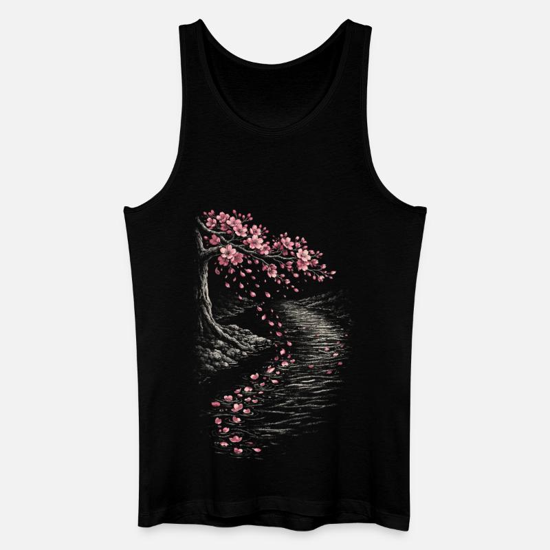 Kirsebærblomst Sakura Kirsebærblomst - Økologisk tanktop til mænd - sort