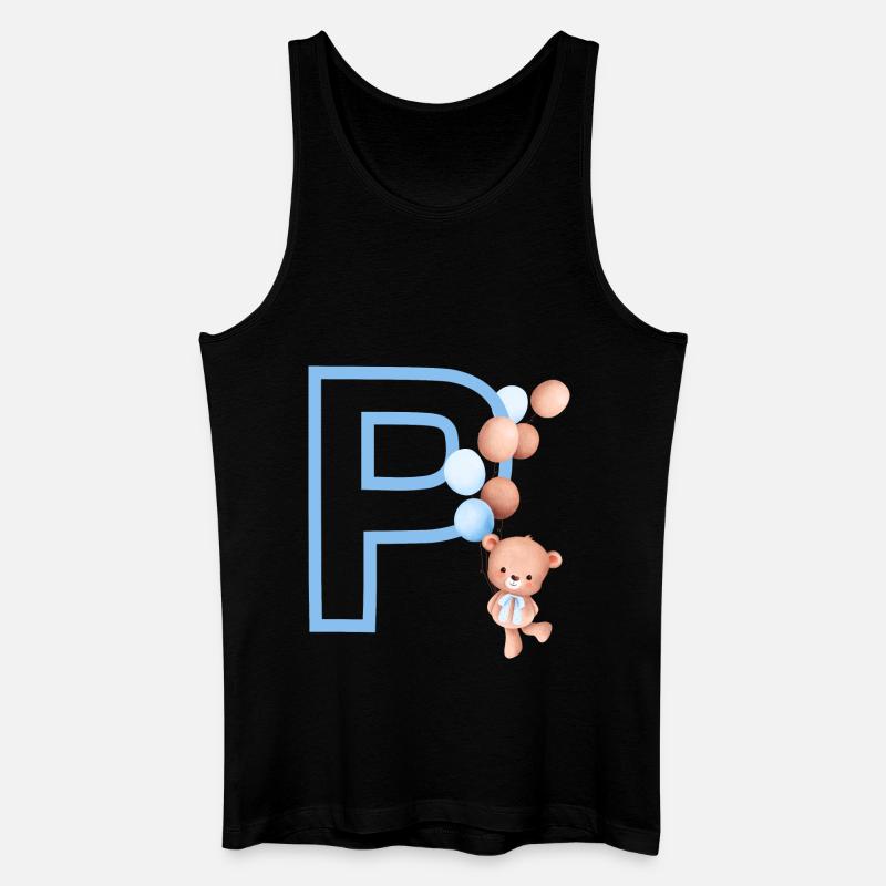 Blauer Buchstabe P Bär - Männer Bio Tank Top - Schwarz