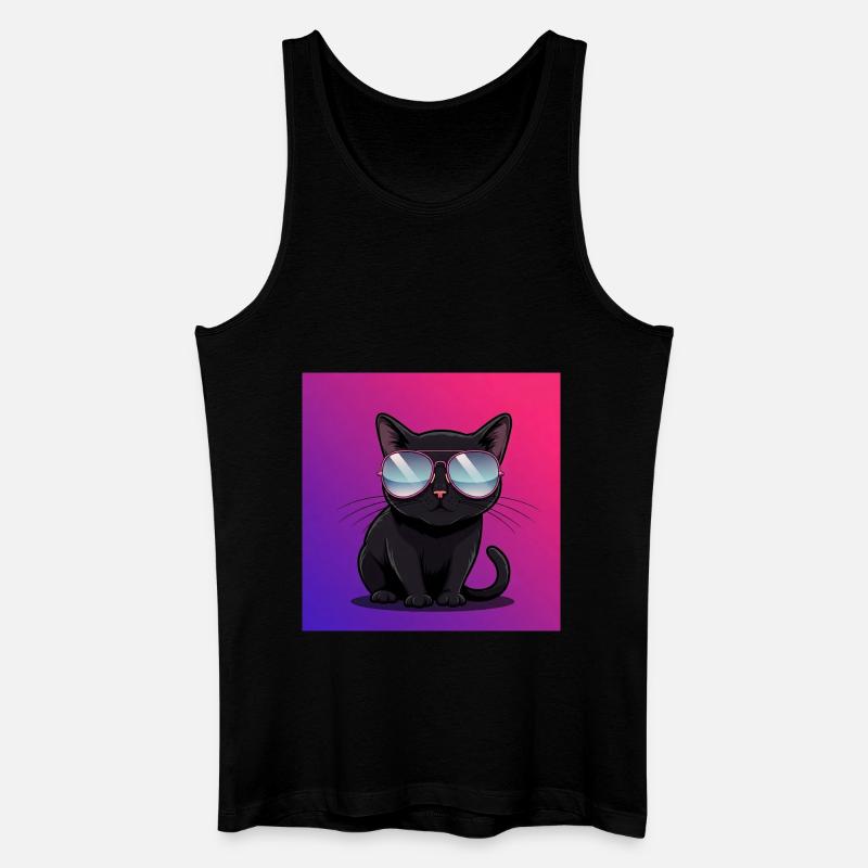 Coole Katze mit Sonnenbrille - Männer Bio Tank Top - Schwarz