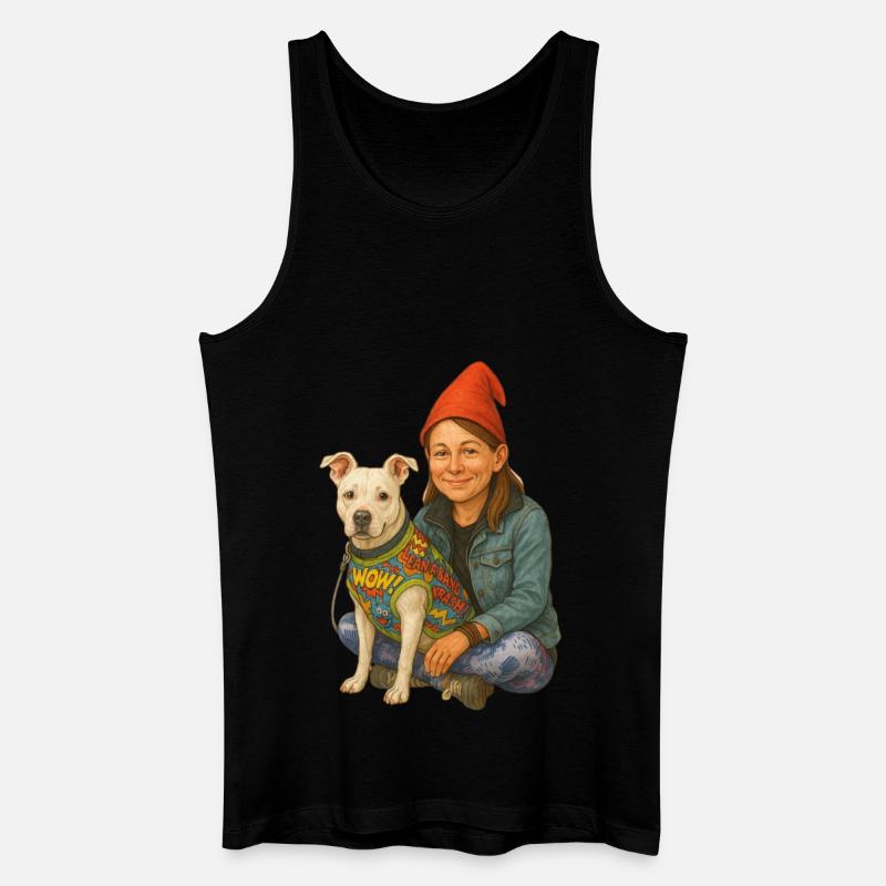Zwerg mit Hund - Männer Bio Tank Top - Schwarz