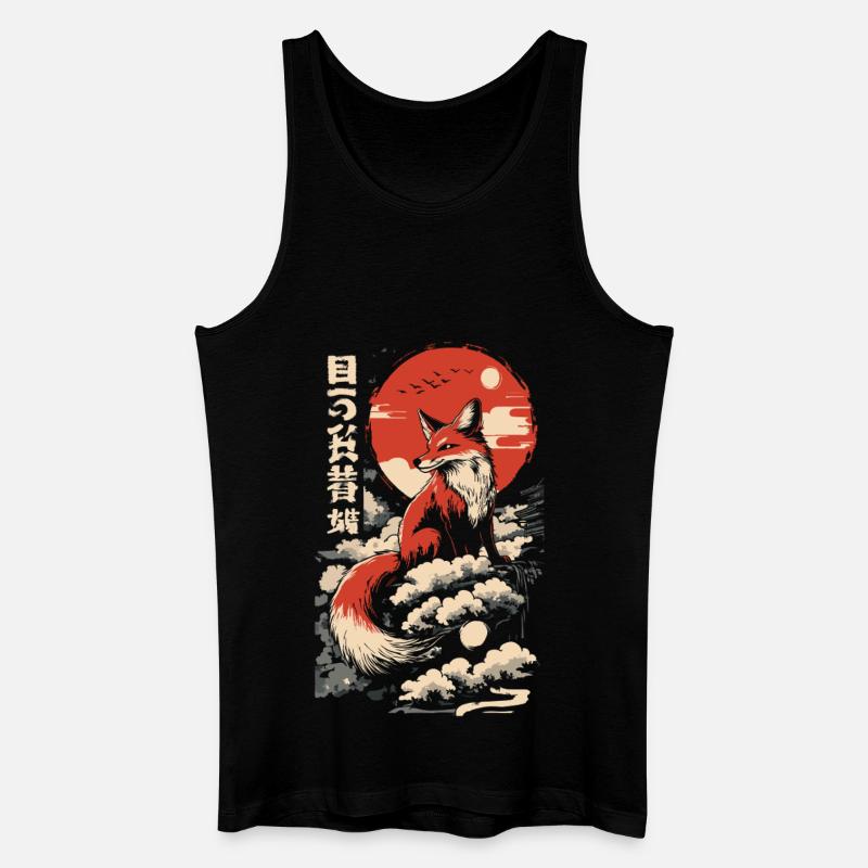 Fuchs Kitsune Japan - Männer Bio Tank Top - Schwarz