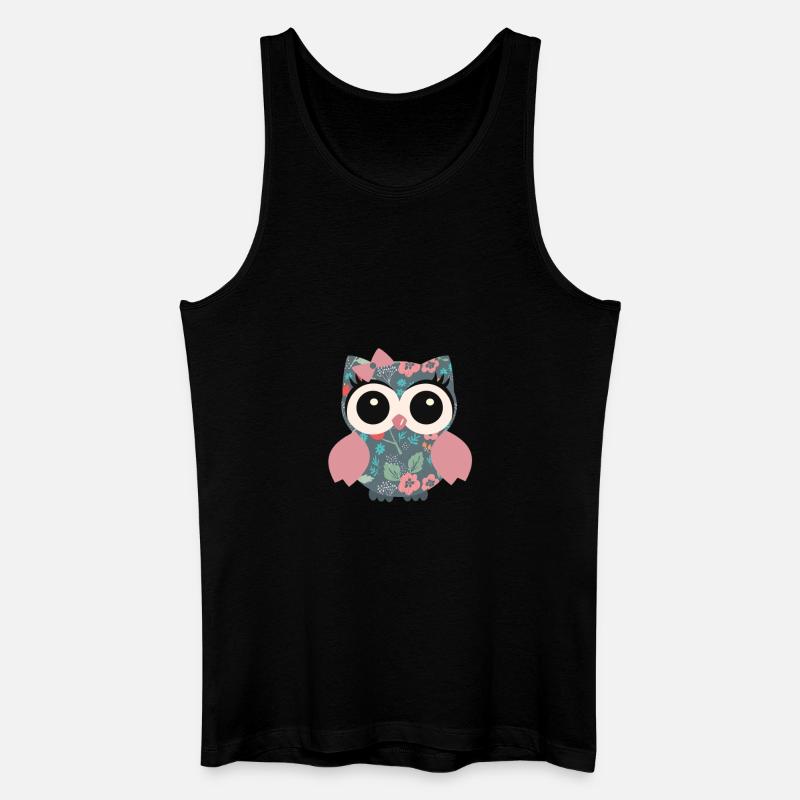 Eule Blumenmuster - Männer Bio Tank Top - Schwarz