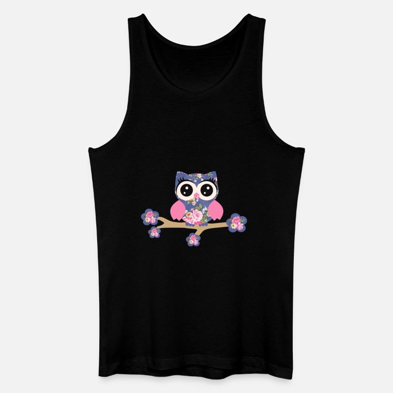 Eule Rosenmuster - Männer Bio Tank Top - Schwarz