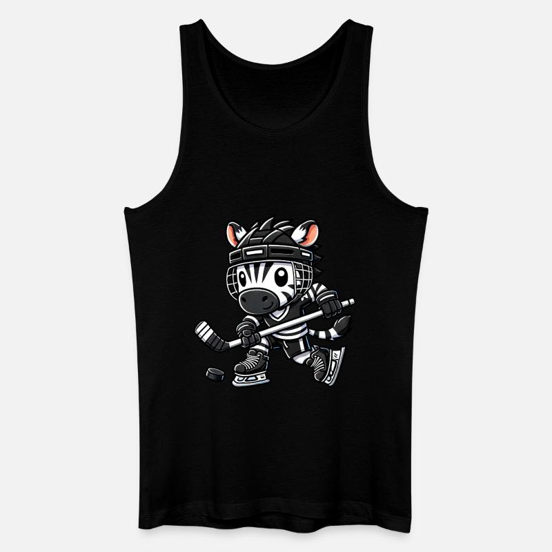 Chibi-Zebra Hockeyspieler Eishockey - Männer Bio Tank Top - Schwarz